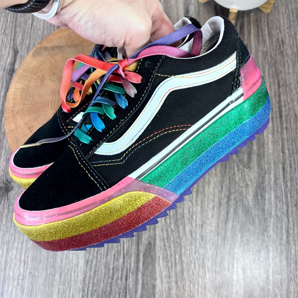 *Vans | Old Skool Unisex Stacked Rainbow Platform Size 5 - Picture 13 of 15